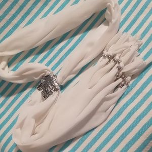 Macy's jeweled scarf beaded bottom scarf clasp autumn leaf in silver tone